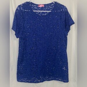 Elegant Blue Lace Women's Top